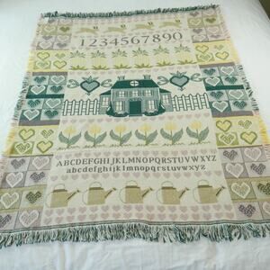 Vintage Cottagecore Throw Blanket Tapestry Granny Afghan Cute 90s Farmhouse